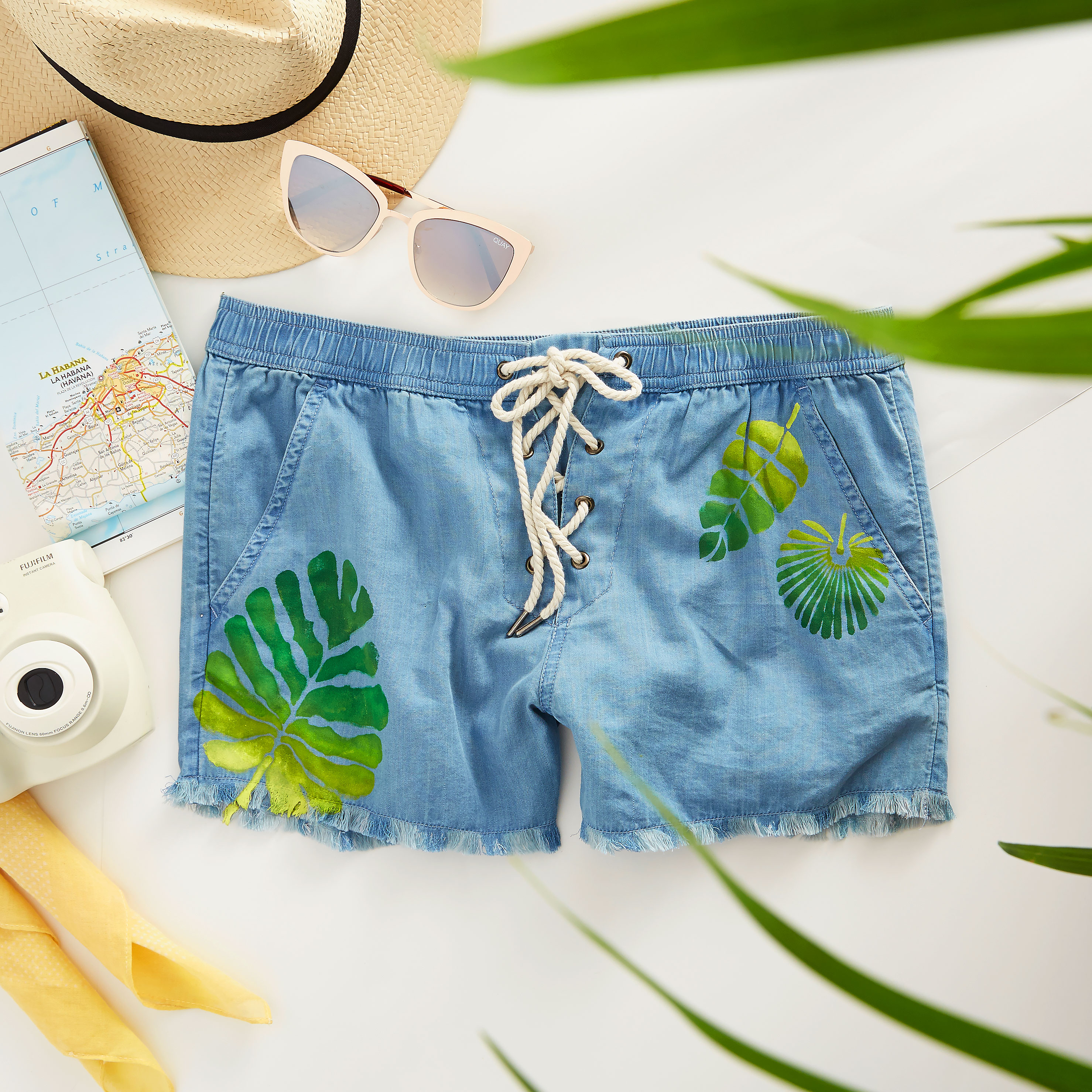 DIY Palm Print Shorts