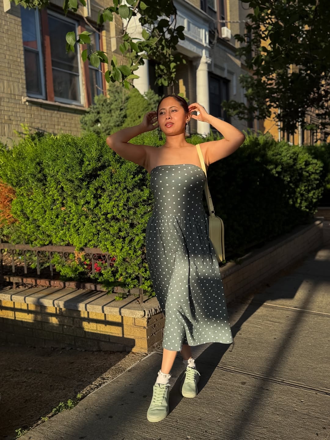 Woman wearing Aerie dress.