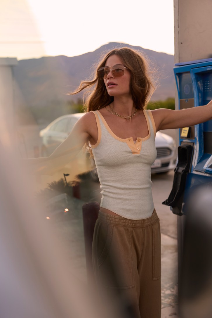 Woman wearing Aerie tank top.